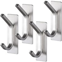 Lntyq - Selbstklebender Haken, 4 Stück Edelstahl Wandklebehaken Badezimmer Handtuchhaken Wasserdichter Küchen-Geschirrtuch-Aufhänger, Silber Lntyq - Selbstklebender Haken, 4 Stück Edelstahl Wandklebehaken Badezimmer Handtuchhaken Wasserdichter Küchen-Geschirrtuch-Aufhänger, Silber von LNTYQ