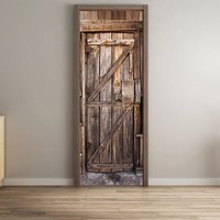 Trompe l'Oeil Türwandaufkleber - Altes Holz Trompe l'Oeil Türaufkleber - Dekorativer Wandaufkleber - Türaufkleber - Türposter - Wandaufkleber (77 x von LNTYQ