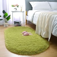 Weicher Shag-Teppich für Kinderzimmer, 7,8 x 1,6 m, ovaler, flauschiger grüner Plüsch-Teppich für Wohnzimmer, Fell-Teppich für Jugendzimmer, von LNTYQ