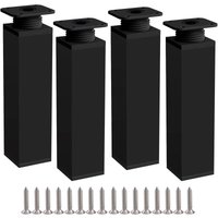 Lntyq - Möbelbeine 4 Beine, Tischbein 20 cm Schwarz Höhenverstellbares Möbelbein aus Aluminiumlegierung, Höhenverstellbar von 0 bis 20 mm, Wird mit von LNTYQ