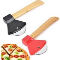 Pizzaschneider Edelstahl, 2 Stück Profi Pizzaschneider Edelstahl Multifunktions Pizzaschneider Axt Pizzamesser mit Anti-Rutsch Griff für Pizza von LNTYQ