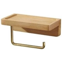 Porte Papier Toilette Double Installation Bois Massif Hêtre Dérouleur Support Papier wc Mural Auto-adhésif Coins Arrondis Porte Rouleau de Papier von LNTYQ