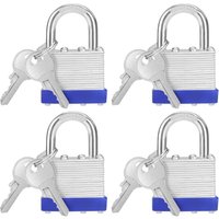 Lntyq - Robustes Vorhängeschloss aus laminiertem Stahl mit 2 Schlüsseln (4er-Set) – 6 mm Bügel – 6,5 x 4,3 x 2,5 cm – wetterbeständiges von LNTYQ