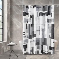 Lntyq - Schwarz-grauer Duschvorhang, schwarz-weißer Duschvorhang fürs Badezimmer, geometrisches wasserabweisendes Duschvorhang-Set mit von LNTYQ