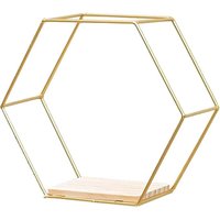 Schwimmendes Wandregal mit sechseckiger Wabenstruktur und goldener Niete, 20,5 x 24 x 9,5 cm - Lntyq Schwimmendes Wandregal mit sechseckiger Wabenstruktur und goldener Niete, 20,5 x 24 x 9,5 cm - Lntyq von LNTYQ