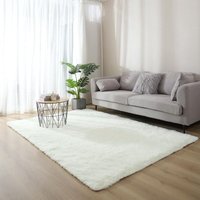 Shaggy Wohnzimmer Teppich 160x230cm Bettvorleger Langflor Teppich Weiß Beige Weicher Teppich für Wohnzimmer Schlafzimmer Sofa - Lntyq von LNTYQ