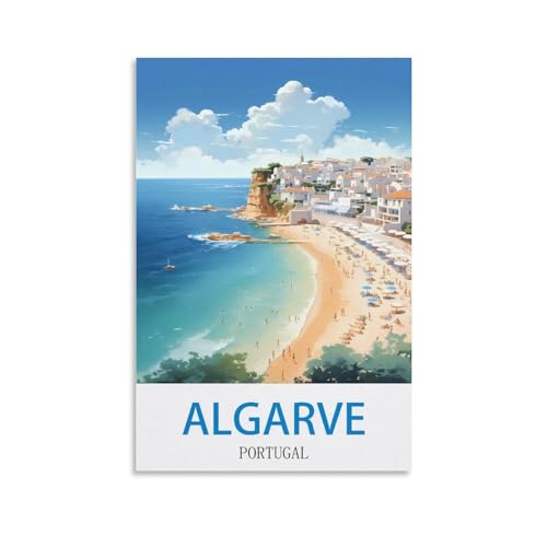 LNUYITR Algarve Portugal Vintage-Reiseposter, 20 x 30 cm, Leinwandkunst-Poster und Wandkunst, Bilddrucke, modernes Heim-Schlafzimmer, Dekor-Poster von LNUYITR