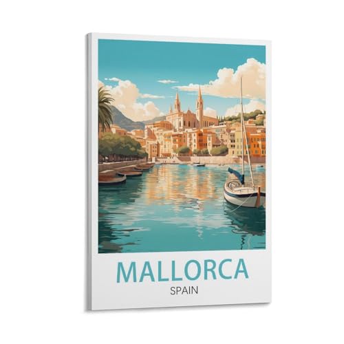 LNUYITR Mallorca Spanien Vintage-Reiseposter 20 x 30 cm, Leinwand-Kunst-Poster und Wandkunst, Bilddrucke, modernes Heim-, Schlafzimmer-Dekor-Poster von LNUYITR