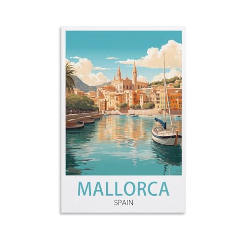 LNUYITR Mallorca Spanien Vintage-Reiseposter 60 x 90 cm, Leinwand-Kunstposter und Wandkunst, Bilddrucke, modernes Heimschlafzimmer-Dekor-Poster von LNUYITR