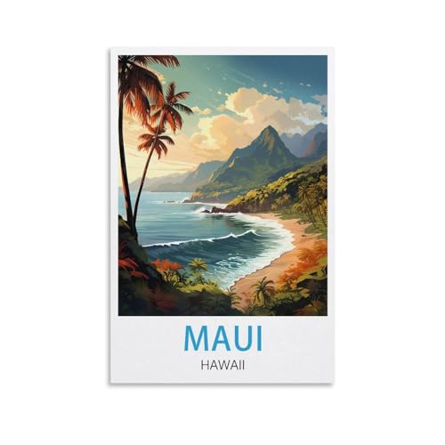 LNUYITR Maui Hawaii Vintage-Reiseposter, 50 x 75 cm, Leinwand-Kunst-Poster und Wandkunst, Bilddrucke, modernes Heim-Schlafzimmer, Dekor-Poster von LNUYITR