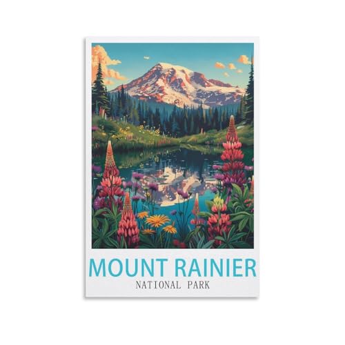 LNUYITR Poster auf Leinwand, Motiv: Mount Rainier National Park, Vintage, 40 x 60 cm, Leinwandkunst, Poster, Wandkunst, Bilddrucke, modernes Wohnzimmer-Dekor-Poster LNUYITR Poster auf Leinwand, Motiv: Mount Rainier National Park, Vintage, 40 x 60 cm, Leinwandkunst, Poster, Wandkunst, Bilddrucke, modernes Wohnzimmer-Dekor-Poster von LNUYITR