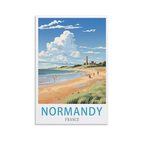 LNUYITR Vintage-Reiseposter Normandie, Frankreich, 30 x 45 cm, Leinwand-Kunst-Poster und Wandkunst, Bilddrucke, modernes Heim-Schlafzimmer, Dekor-Poster von LNUYITR