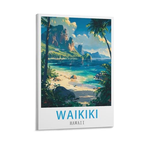 LNUYITR Waikiki Hawaii Vintage-Reiseposter, 40 x 60 cm, Leinwand-Kunst-Poster und Wandkunst, Bilddrucke, modernes Heim-Schlafzimmer, Dekor-Poster LNUYITR Waikiki Hawaii Vintage-Reiseposter, 40 x 60 cm, Leinwand-Kunst-Poster und Wandkunst, Bilddrucke, modernes Heim-Schlafzimmer, Dekor-Poster von LNUYITR
