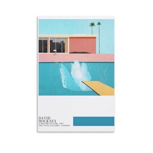 LNXEJAKT A Bigger Splash – David Hockney Poster Dekorative Malerei Leinwand Wandkunst Wohnzimmer Poster Schlafzimmer Malerei,Wandkunst Bilddruck Moderne Familienzimmer Dekor 16x24inch(40x60cm) von LNXEJAKT