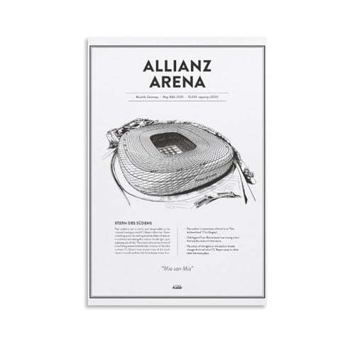 LNXEJAKT Allianz Arena – Stadium Poster Dekorative Malerei Leinwand Wandkunst Wohnzimmer Poster Schlafzimmer Malerei,Wandkunst Bilddruck Moderne Familienzimmer Dekor 12x18inch(30x45cm) von LNXEJAKT