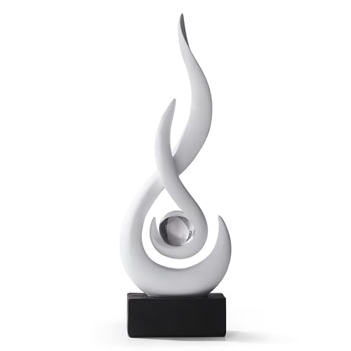 LNXMES Schwarze Flamme Skulpturen Dekor für Wohnzimmer, Moderne Minimalist Statue Home Dekoration für Esszimmer, Abstrakte Kunst Skulptur für Regal TV Stand Couchtisch Deko (Weiß-35cm) von LNXMES