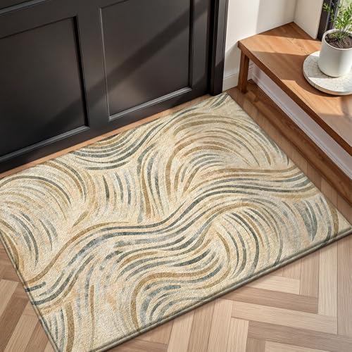 Badezimmermatte Abstrakt Braun Grau Bath Mat Mikrofaser Badmatte Langlebig Badezimmerteppich Rutschfest Badematte Schnelltrocknend Duschvorleger Verdicken Badvorleger Waschbar Badezimmermatten 40x60cm von LNXSESN