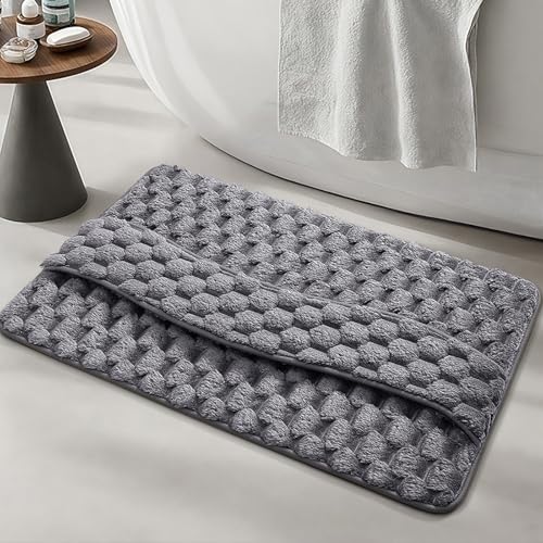 Badezimmermatte Abstraktes Grau Bath Mat Mikrofaser Badmatte Waschbar Badezimmerteppich rutschfest Badematte Schnelltrocknend Badezimmermatten Verdicken Badmatten Badvorleger 40x60cm von LNXSESN