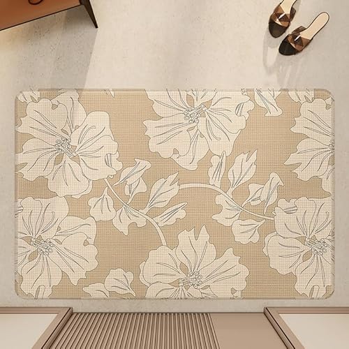 Badezimmermatte Beige Braun Badmatte Mikrofaser Bath Mat Waschbar Badezimmerteppich Duschvorleger rutschfest Badematte Schnelltrocknend Badvorleger Verdicken Badezimmermatten 50x80cm von LNXSESN