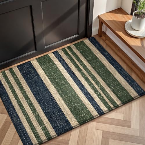 Badezimmermatte Beige Retro Grün Bath Mat Mikrofaser Badmatte Langlebig Badezimmerteppich rutschfest Badematte Schnelltrocknend Duschvorleger Verdicken Badvorleger Waschbar Badezimmermatten 40x60cm von LNXSESN