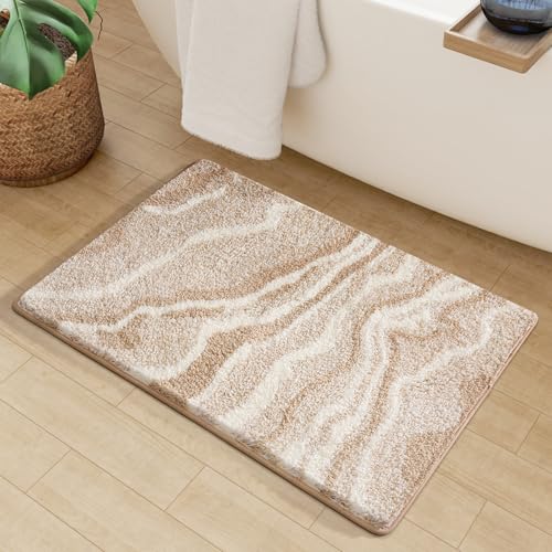 Badezimmermatte Beige Weiße Streifen Bath Mat Mikrofaser Badmatte Langlebig Badezimmerteppich rutschfest Badematte Schnelltrocknend Duschvorleger Verdicken Badvorleger Badezimmermatten 50x80cm Badezimmermatte Beige Weiße Streifen Bath Mat Mikrofaser Badmatte Langlebig Badezimmerteppich rutschfest Badematte Schnelltrocknend Duschvorleger Verdicken Badvorleger Badezimmermatten 50x80cm von LNXSESN