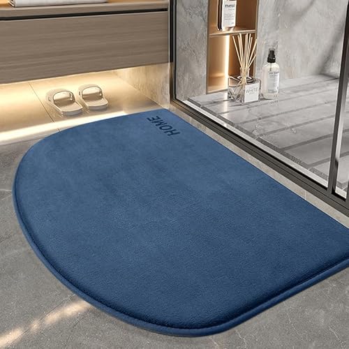 Badezimmermatte Blau Badmatte Mikrofaser Bath Mat Waschbar Badezimmerteppich Duschvorleger rutschfest Badematte Schnelltrocknend Badvorleger Verdicken Badezimmermatten 50x80cm von LNXSESN