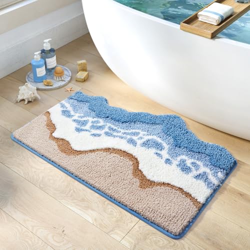 Badezimmermatte Braun Blau Bath Mat Mikrofaser Badmatte Waschbar Badezimmerteppich rutschfest Badematte Schnelltrocknend Badezimmermatten Verdicken Badmatten Badvorleger 40x60cm Badezimmermatte Braun Blau Bath Mat Mikrofaser Badmatte Waschbar Badezimmerteppich rutschfest Badematte Schnelltrocknend Badezimmermatten Verdicken Badmatten Badvorleger 40x60cm von LNXSESN