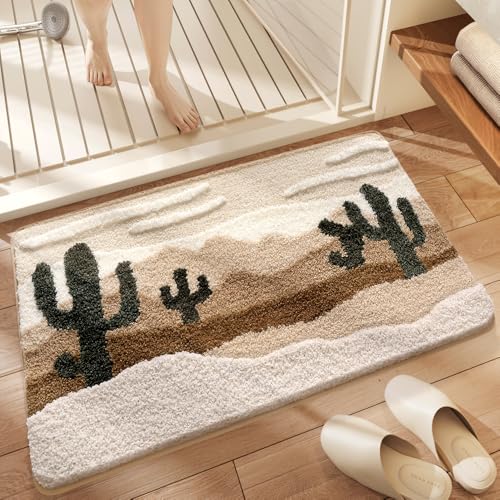 Badezimmermatte Braune Pflanze Weiß Badmatte Mikrofaser Bath Mat Waschbar Badezimmerteppich Duschvorleger rutschfest Badematte Schnelltrocknend Badvorleger Verdicken Badezimmermatten 50x80cm von LNXSESN