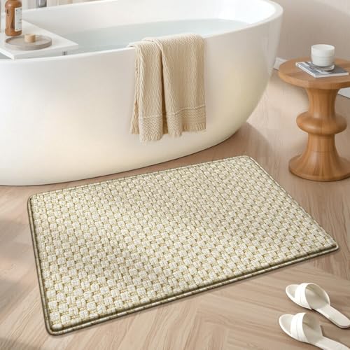 Badezimmermatte Creme Weiß Braun Bath Mat Mikrofaser Badmatte Langlebig Badezimmerteppich rutschfest Badematte Schnelltrocknend Duschvorleger Verdicken Badvorleger Waschbar Badezimmermatten 50x80cm Badezimmermatte Creme Weiß Braun Bath Mat Mikrofaser Badmatte Langlebig Badezimmerteppich rutschfest Badematte Schnelltrocknend Duschvorleger Verdicken Badvorleger Waschbar Badezimmermatten 50x80cm von LNXSESN