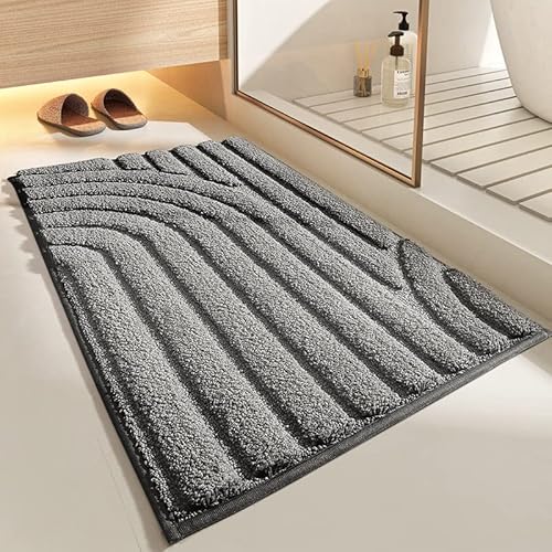 Badezimmermatte Dunkelgrau Badmatte Mikrofaser Bath Mat Waschbar Badezimmerteppich Duschvorleger rutschfest Badematte Schnelltrocknend Badvorleger Verdicken Badezimmermatten 40x60cm Badezimmermatte Dunkelgrau Badmatte Mikrofaser Bath Mat Waschbar Badezimmerteppich Duschvorleger rutschfest Badematte Schnelltrocknend Badvorleger Verdicken Badezimmermatten 40x60cm von LNXSESN