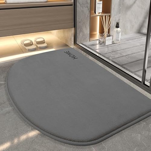 Badezimmermatte Dunkelgrau Badmatte Mikrofaser Bath Mat Waschbar Badezimmerteppich Duschvorleger rutschfest Badematte Schnelltrocknend Badvorleger Verdicken Badezimmermatten 50x80cm von LNXSESN