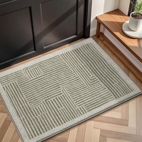 Badezimmermatte Dunkelgrüne Streifen Bath Mat Mikrofaser Badmatte Langlebig Badezimmerteppich rutschfest Badematte Schnelltrocknend Duschvorleger Verdicken Badvorleger Badezimmermatten 40x60cm von LNXSESN