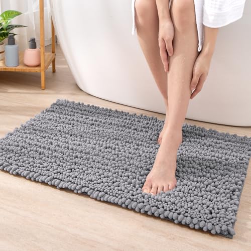 Badezimmermatte Elegantes Dunkelgrau Badmatte Mikrofaser Bath Mat Waschbar Badezimmerteppich Duschvorleger rutschfest Badematte Schnelltrocknend Badvorleger Verdicken Badezimmermatten 40x60cm von LNXSESN
