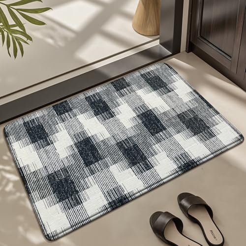 Badezimmermatte Elfenbein Weiß Schwarz Bath Mat Mikrofaser Badmatte Langlebig Badezimmerteppich rutschfest Badematte Schnelltrocknend Duschvorleger Verdicken Badvorleger Badezimmermatten 50x80cm von LNXSESN