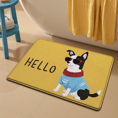Badezimmermatte Gelb Schwarz Blau Bath Mat Mikrofaser Badmatte Langlebig Badezimmerteppich rutschfest Badematte Schnelltrocknend Duschvorleger Verdicken Badvorleger Waschbar Badezimmermatten 50x80cm von LNXSESN