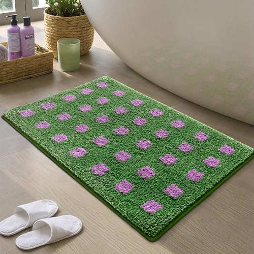 Badezimmermatte Gras Grün Lila Badmatte Mikrofaser Bath Mat Waschbar Badezimmerteppich Duschvorleger rutschfest Badematte Schnelltrocknend Badvorleger Verdicken Badezimmermatten 50x80cm Badezimmermatte Gras Grün Lila Badmatte Mikrofaser Bath Mat Waschbar Badezimmerteppich Duschvorleger rutschfest Badematte Schnelltrocknend Badvorleger Verdicken Badezimmermatten 50x80cm von LNXSESN