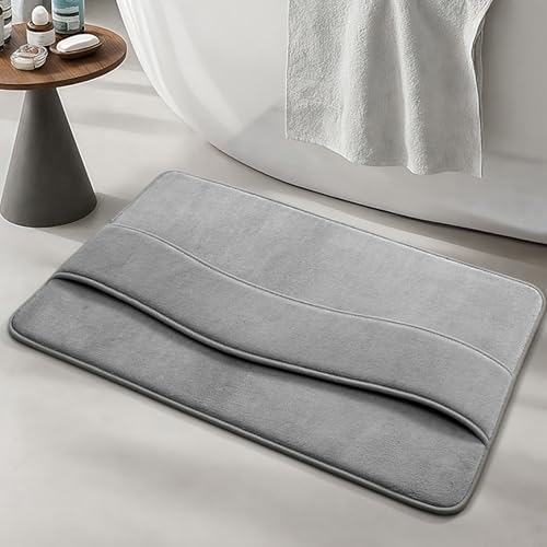 Badezimmermatte Grau Bath Mat Mikrofaser Badmatte Waschbar Badezimmerteppich rutschfest Badematte Schnelltrocknend Badezimmermatten Verdicken Badmatten Badvorleger 40x60cm Badezimmermatte Grau Bath Mat Mikrofaser Badmatte Waschbar Badezimmerteppich rutschfest Badematte Schnelltrocknend Badezimmermatten Verdicken Badmatten Badvorleger 40x60cm von LNXSESN