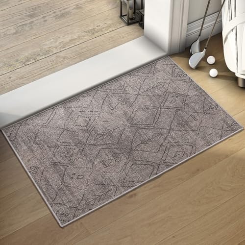 Badezimmermatte Grau Böhmisch Badmatte Mikrofaser Bath Mat Waschbar Badezimmerteppich Duschvorleger rutschfest Badematte Schnelltrocknend Badvorleger Verdicken Badezimmermatten 40x60cm von LNXSESN