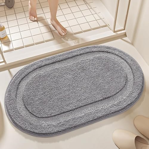 Badezimmermatte Graue Geometrie Badmatte Mikrofaser Bath Mat Waschbar Badezimmerteppich Duschvorleger rutschfest Badematte Schnelltrocknend Badvorleger Verdicken Badezimmermatten 40x60cm von LNXSESN