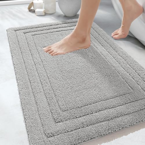 Badezimmermatte Graue Geometrie Badmatte Mikrofaser Bath Mat Waschbar Badezimmerteppich Duschvorleger rutschfest Badematte Schnelltrocknend Badvorleger Verdicken Badezimmermatten 40x60cm von LNXSESN