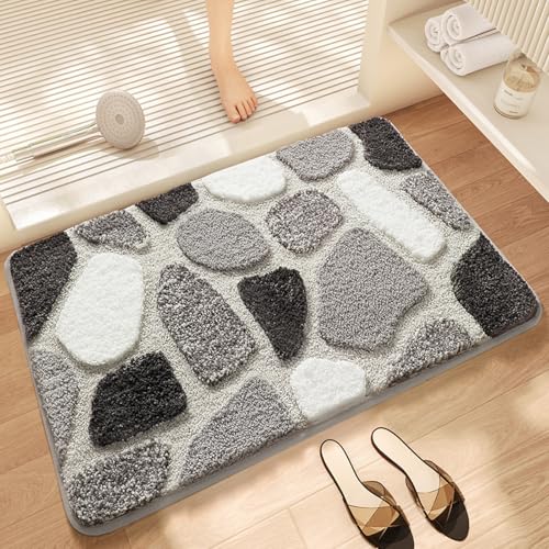 Badezimmermatte Grauer Stein Weiß Bath Mat Mikrofaser Badmatte Waschbar Badezimmerteppich rutschfest Badematte Schnelltrocknend Badezimmermatten Verdicken Badmatten Badvorleger 50x80cm Badezimmermatte Grauer Stein Weiß Bath Mat Mikrofaser Badmatte Waschbar Badezimmerteppich rutschfest Badematte Schnelltrocknend Badezimmermatten Verdicken Badmatten Badvorleger 50x80cm von LNXSESN
