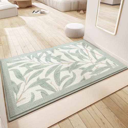 Badezimmermatte Grüne Blätter Beige Bath Mat Mikrofaser Badmatte Waschbar Badezimmerteppich rutschfest Badematte Schnelltrocknend Badezimmermatten Verdicken Badmatten Badvorleger 40x60cm Badezimmermatte Grüne Blätter Beige Bath Mat Mikrofaser Badmatte Waschbar Badezimmerteppich rutschfest Badematte Schnelltrocknend Badezimmermatten Verdicken Badmatten Badvorleger 40x60cm von LNXSESN