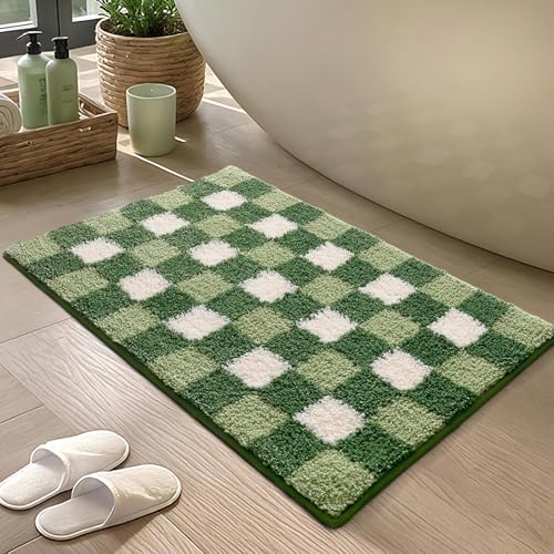 Badezimmermatte Grüne Weiße Geometrie Badmatte Mikrofaser Bath Mat Waschbar Badezimmerteppich Duschvorleger rutschfest Badematte Schnelltrocknend Badvorleger Verdicken Badezimmermatten 40x60cm Badezimmermatte Grüne Weiße Geometrie Badmatte Mikrofaser Bath Mat Waschbar Badezimmerteppich Duschvorleger rutschfest Badematte Schnelltrocknend Badvorleger Verdicken Badezimmermatten 40x60cm von LNXSESN