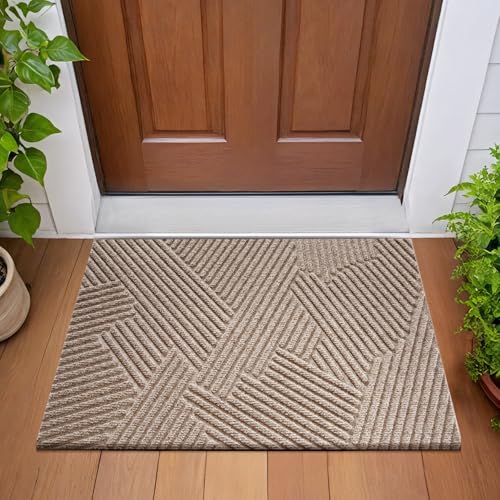 Badezimmermatte Hellbraune Streifen Bath Mat Mikrofaser Badmatte Waschbar Badezimmerteppich rutschfest Badematte Schnelltrocknend Badezimmermatten Verdicken Badmatten Badvorleger 50x80cm von LNXSESN