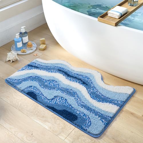 Badezimmermatte Himmelblauer Streifen Bath Mat Mikrofaser Badmatte Waschbar Badezimmerteppich rutschfest Badematte Schnelltrocknend Badezimmermatten Verdicken Badmatten Badvorleger 40x60cm Badezimmermatte Himmelblauer Streifen Bath Mat Mikrofaser Badmatte Waschbar Badezimmerteppich rutschfest Badematte Schnelltrocknend Badezimmermatten Verdicken Badmatten Badvorleger 40x60cm von LNXSESN