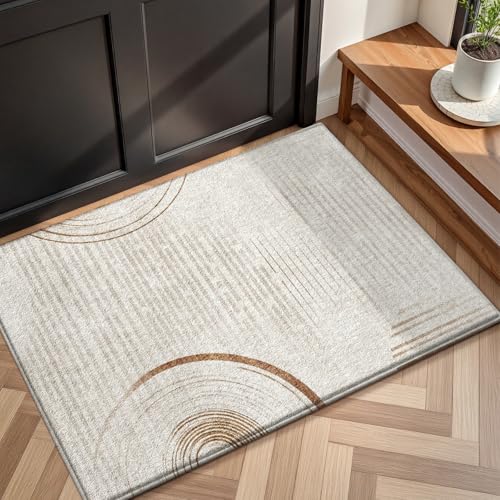 Badezimmermatte Kaffee Hellgrau Bath Mat Mikrofaser Badmatte Langlebig Badezimmerteppich rutschfest Badematte Schnelltrocknend Duschvorleger Verdicken Badvorleger Waschbar Badezimmermatten 40x60cm von LNXSESN