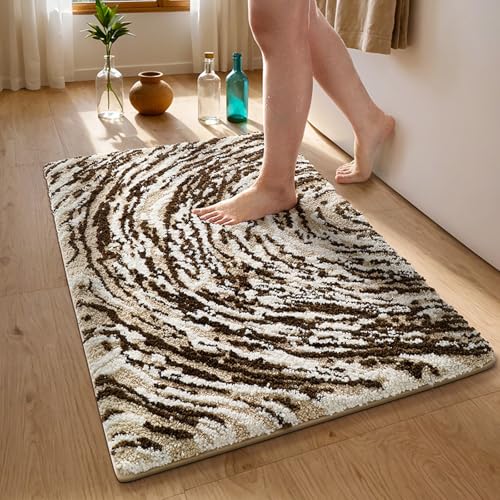 Badezimmermatte Kaffee Weiße Streifen Bath Mat Mikrofaser Badmatte Langlebig Badezimmerteppich rutschfest Badematte Schnelltrocknend Duschvorleger Verdicken Badvorleger Badezimmermatten 40x60cm Badezimmermatte Kaffee Weiße Streifen Bath Mat Mikrofaser Badmatte Langlebig Badezimmerteppich rutschfest Badematte Schnelltrocknend Duschvorleger Verdicken Badvorleger Badezimmermatten 40x60cm von LNXSESN