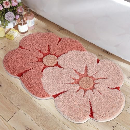 Badezimmermatte Lichtrosa Blume Bath Mat Mikrofaser Badmatte Waschbar Badezimmerteppich rutschfest Badematte Schnelltrocknend Badezimmermatten Verdicken Badmatten Badvorleger 40x60cm Badezimmermatte Lichtrosa Blume Bath Mat Mikrofaser Badmatte Waschbar Badezimmerteppich rutschfest Badematte Schnelltrocknend Badezimmermatten Verdicken Badmatten Badvorleger 40x60cm von LNXSESN