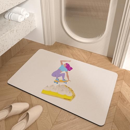 Badezimmermatte Lila Mädchen Gold Bath Mat Mikrofaser Badmatte Langlebig Badezimmerteppich rutschfest Badematte Schnelltrocknend Duschvorleger Verdicken Badvorleger Waschbar Badezimmermatten 50x80cm von LNXSESN