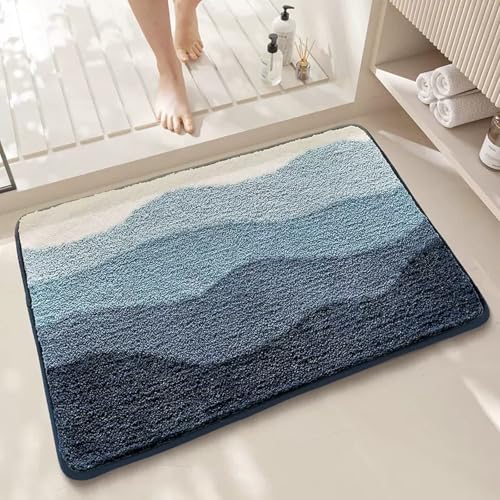 Badezimmermatte Marineblau Weiß Bath Mat Mikrofaser Badmatte Waschbar Badezimmerteppich rutschfest Badematte Schnelltrocknend Badezimmermatten Verdicken Badmatten Badvorleger 50x80cm Badezimmermatte Marineblau Weiß Bath Mat Mikrofaser Badmatte Waschbar Badezimmerteppich rutschfest Badematte Schnelltrocknend Badezimmermatten Verdicken Badmatten Badvorleger 50x80cm von LNXSESN